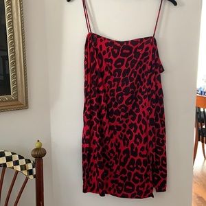 Motel Red Leopard Print Slip Dress